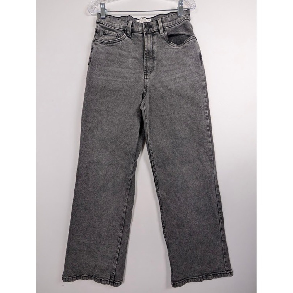 Ardene Wide Leg Jeans Women 05 Grey Acid‎ Wash High Rise Denim
